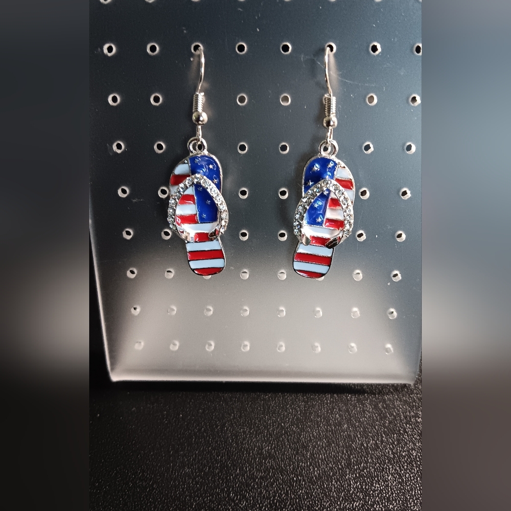 Patriotic Flip Flop Earrings (New) - Picture 5 of 5